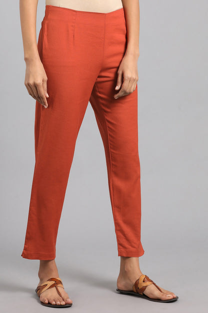 Red Solid Trousers