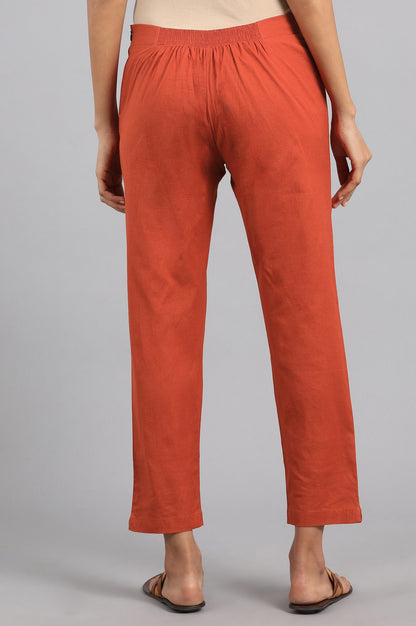 Red Solid Trousers