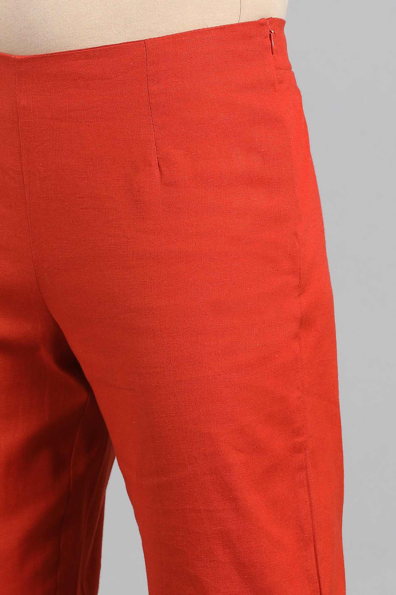 Red Solid Trousers