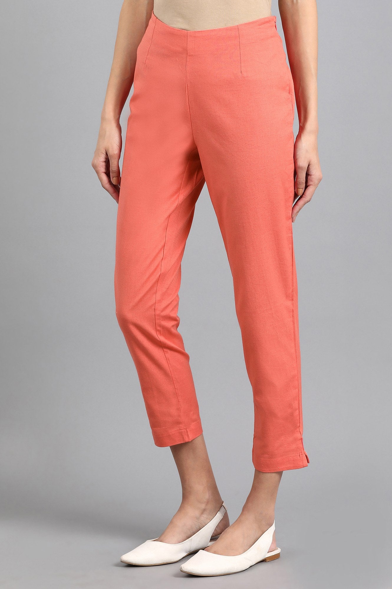 Coral Solid Trousers