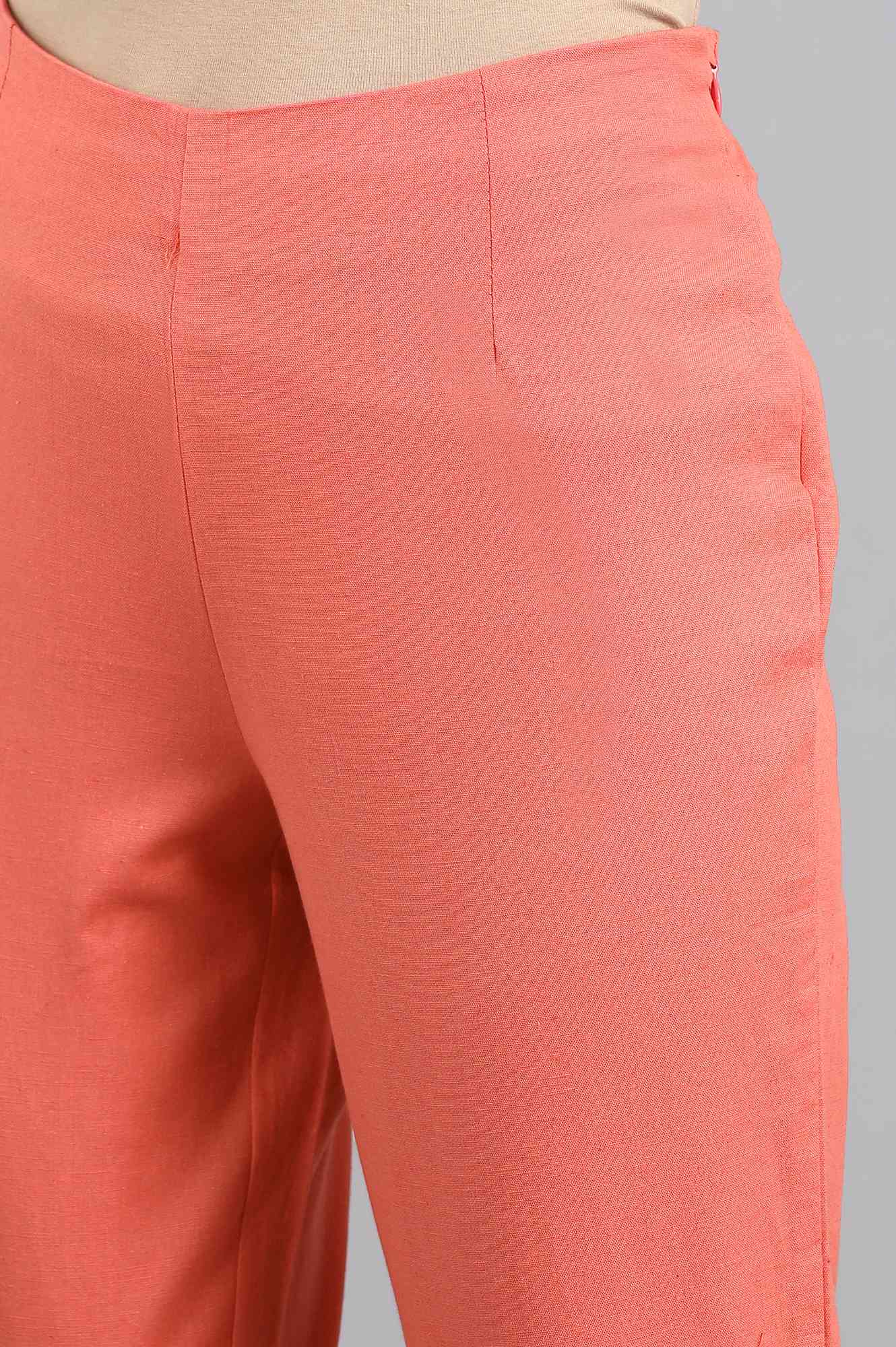 Coral Solid Trousers