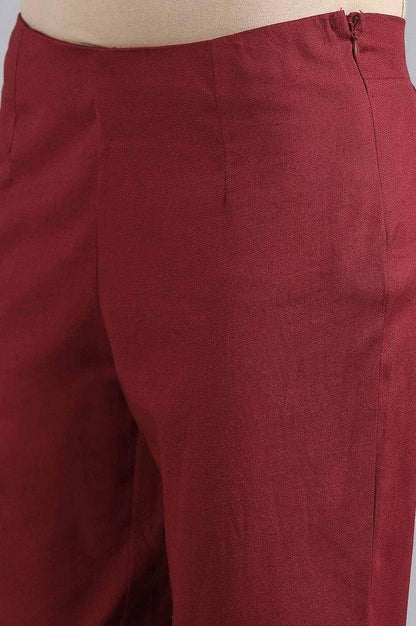 Red Solid Trousers - wforwoman