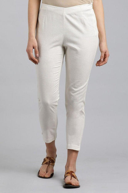 Off-White Solid Trousers - wforwoman