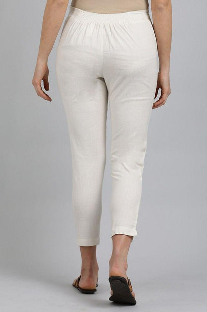 Off-White Solid Trousers - wforwoman