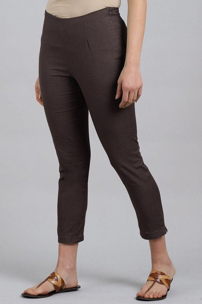 Grey Solid Trousers - wforwoman