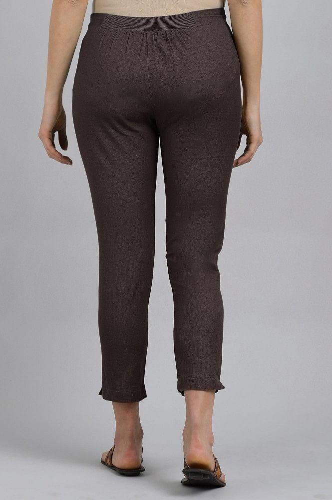 Grey Solid Trousers - wforwoman