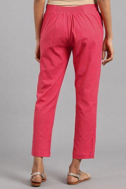 Pink Solid Trousers - wforwoman