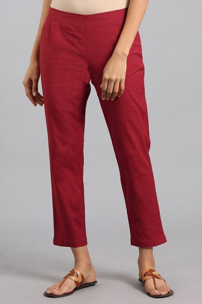 Red Ankle Length Trouser - wforwoman