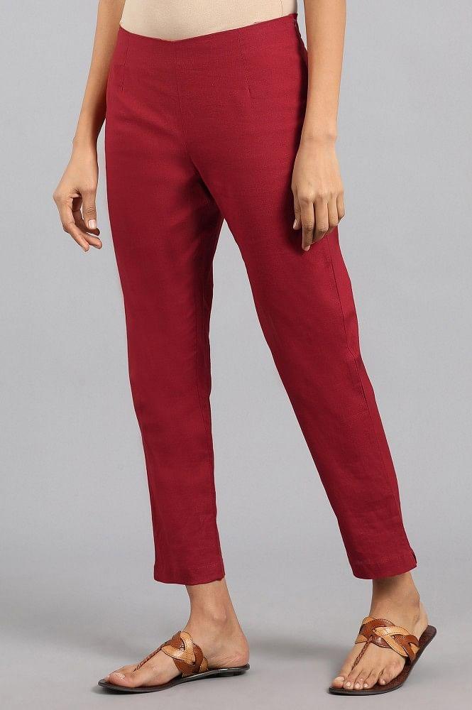 Red Ankle Length Trouser - wforwoman