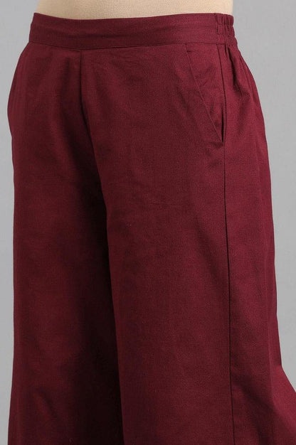 Red Solid Trousers - wforwoman