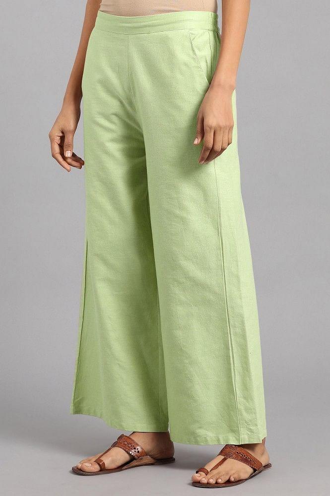 Lime Green Solid Parallel Pants - wforwoman