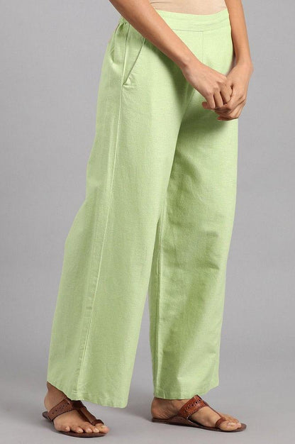 Lime Green Solid Parallel Pants - wforwoman