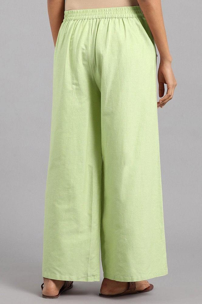 Lime Green Solid Parallel Pants - wforwoman