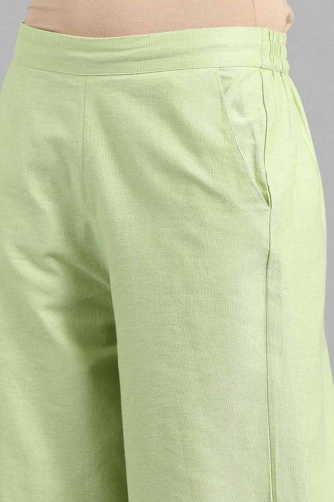 Lime Green Solid Parallel Pants - wforwoman