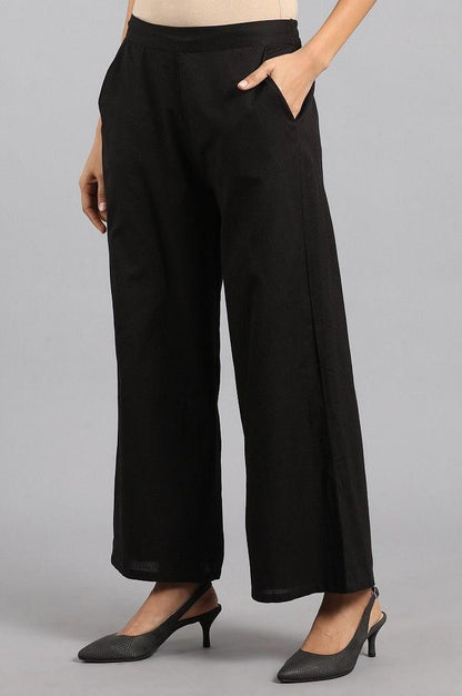 Black Solid Parallel Pants - wforwoman