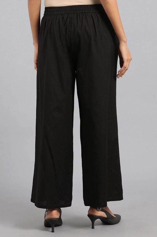 Black Solid Parallel Pants - wforwoman