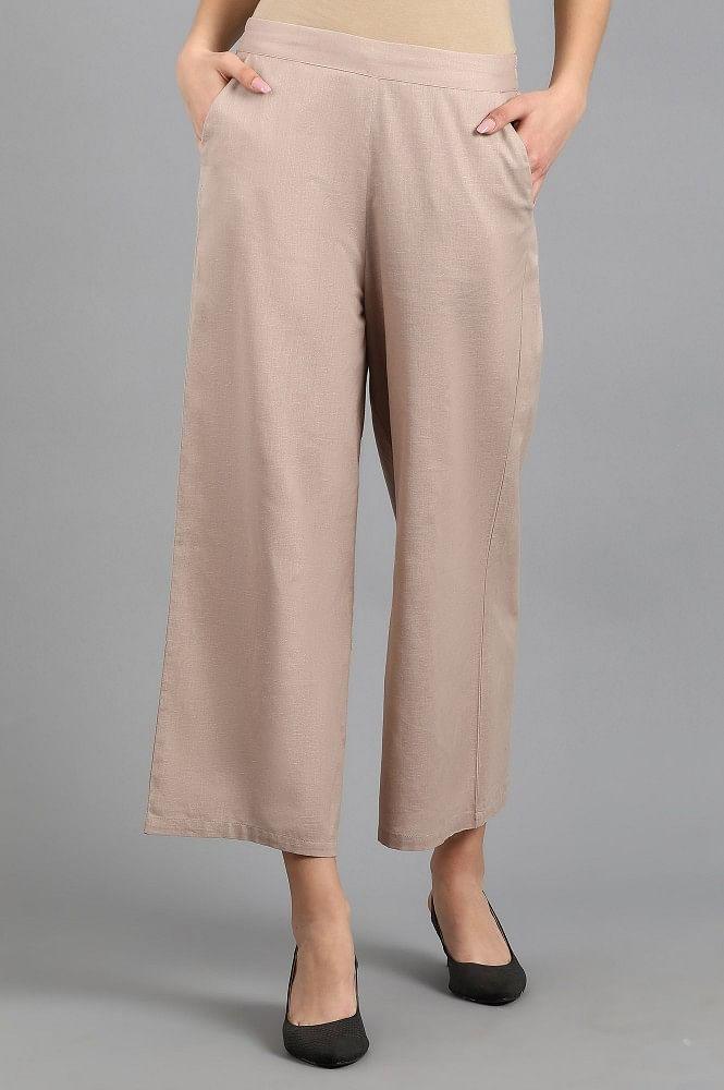 Beige Parallel Pants - wforwoman