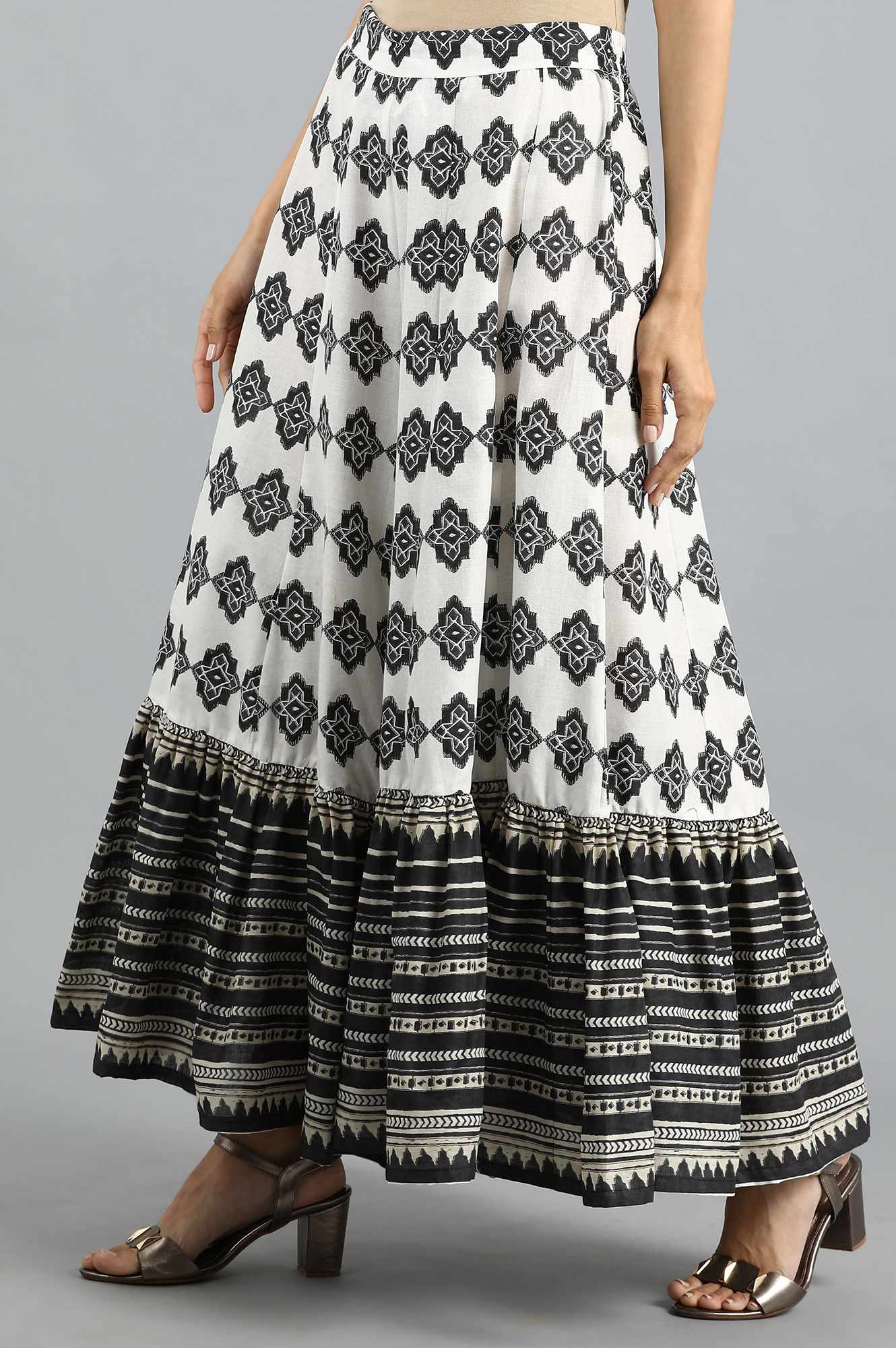 Black &amp; White Printed Sharara