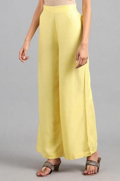 Yellow Solid Flared Pants - wforwoman