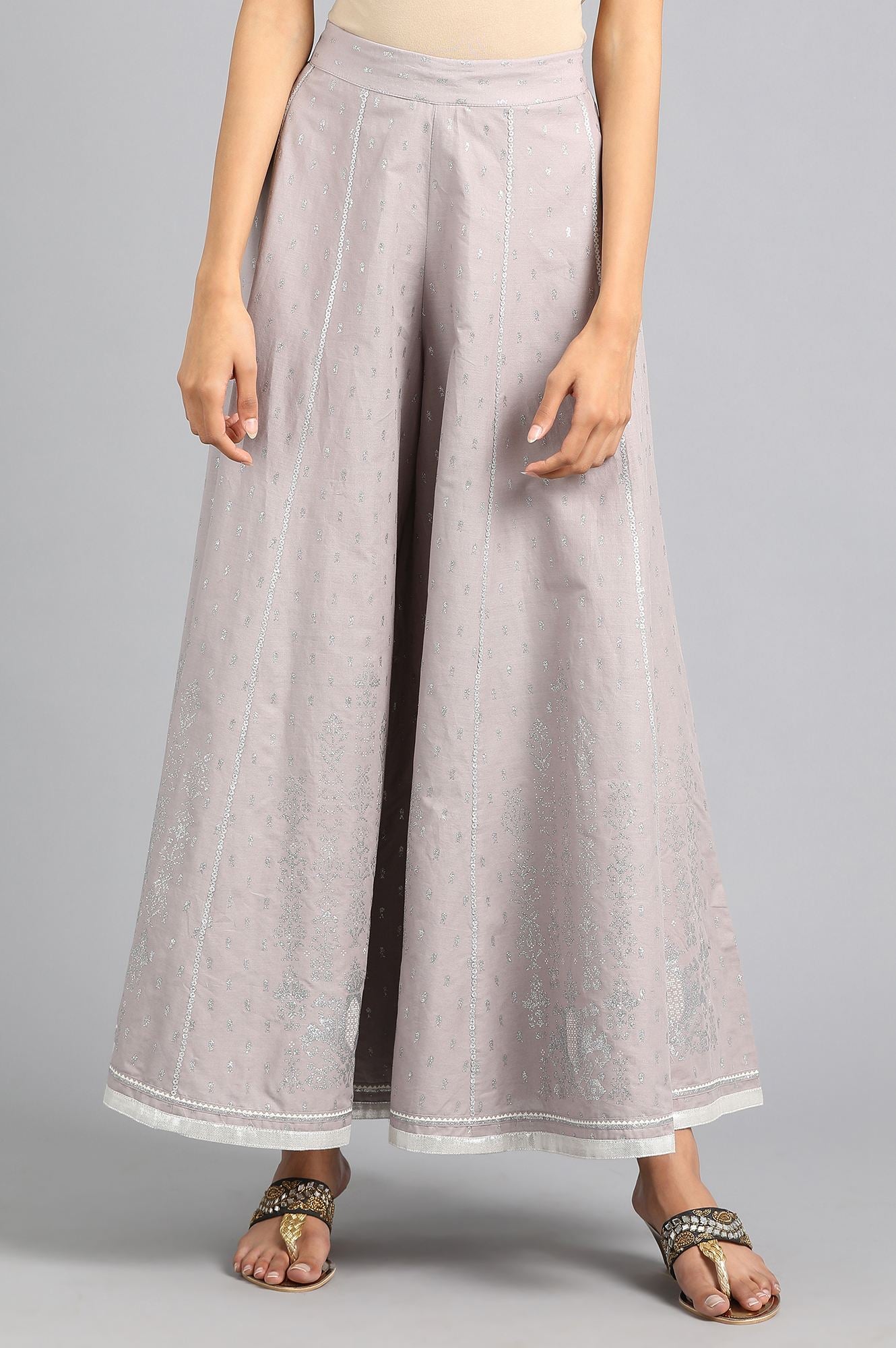 Grey Glitter Print Culottes