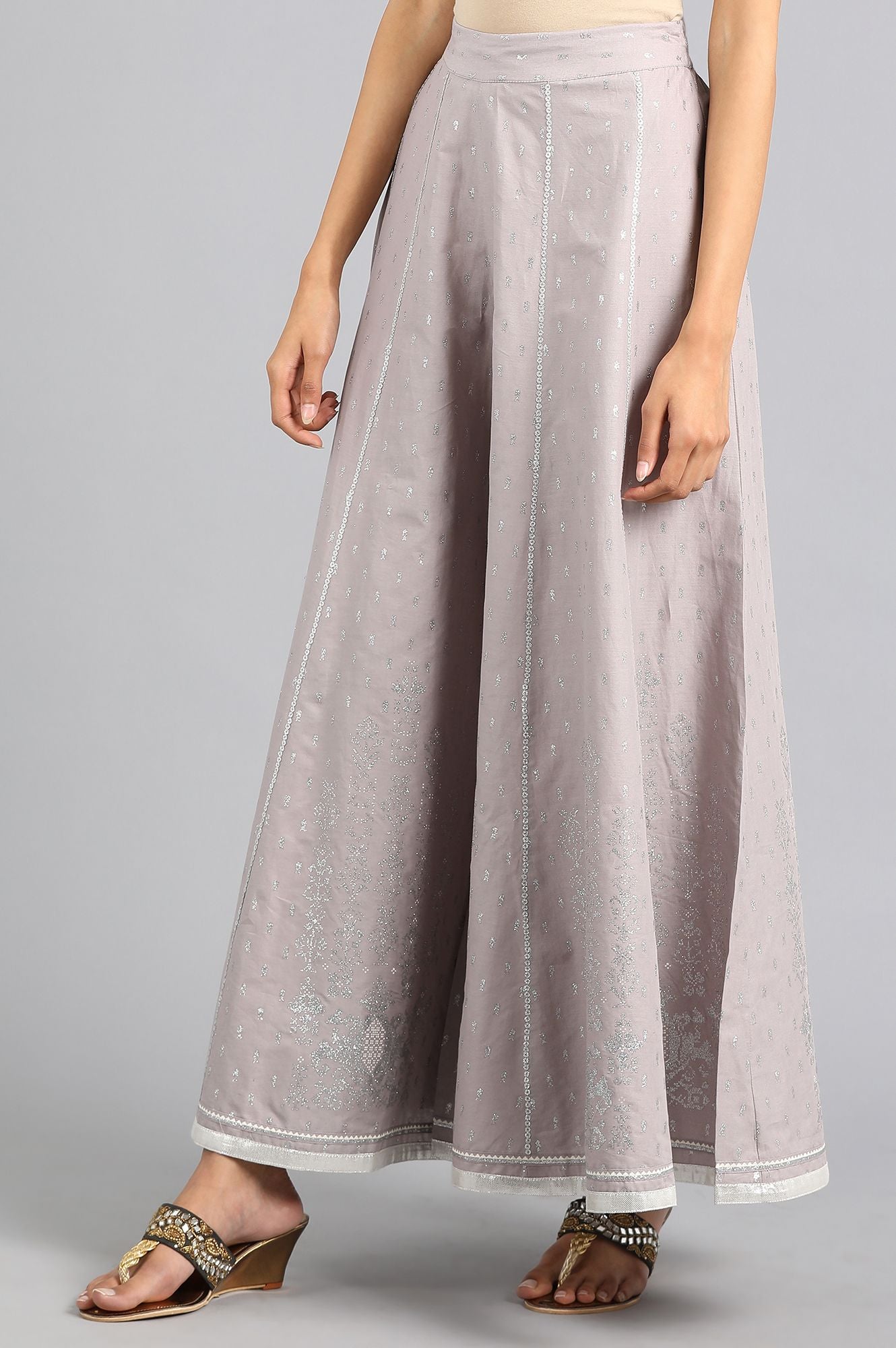 Grey Glitter Print Culottes