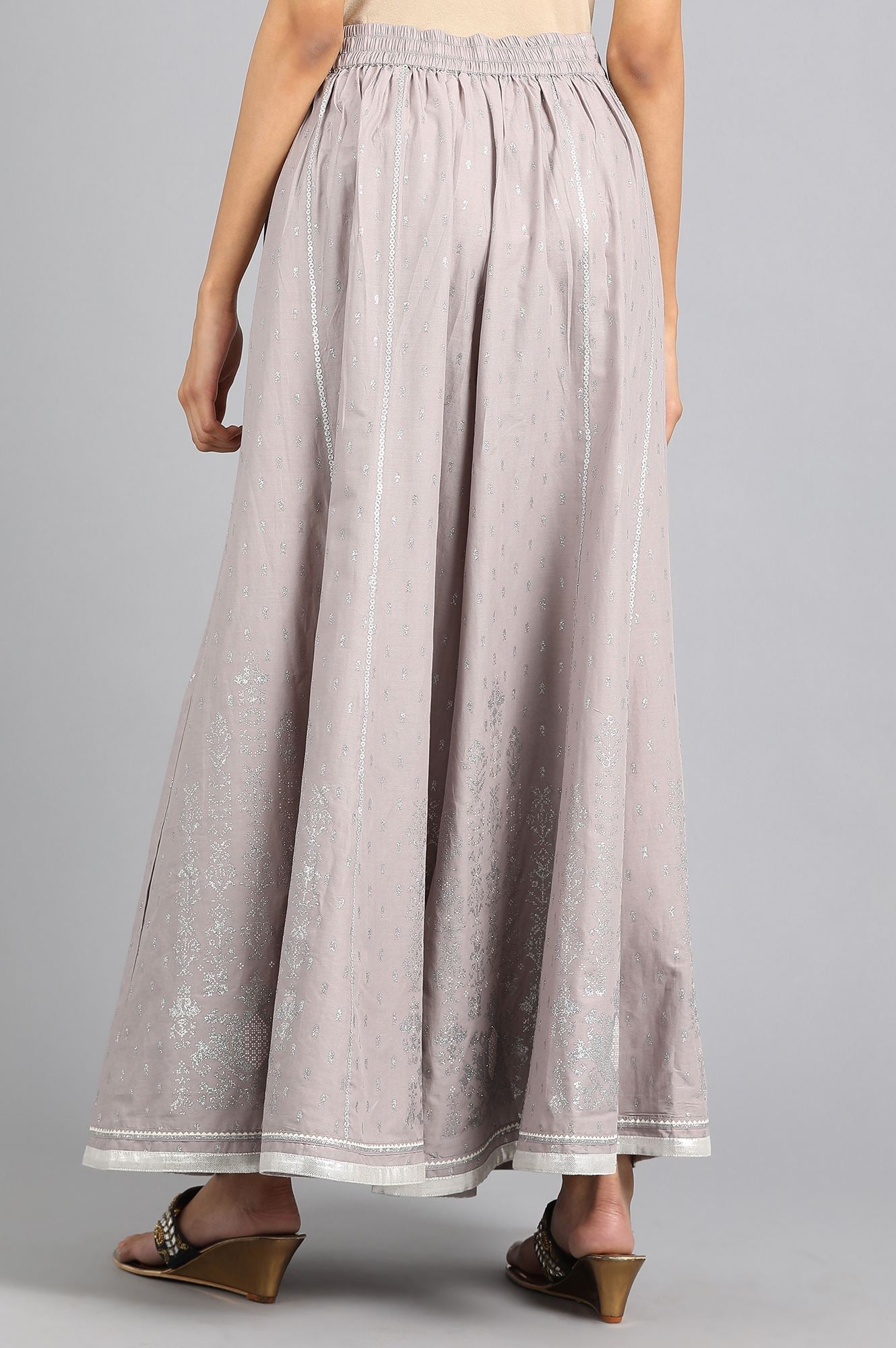 Grey Glitter Print Culottes