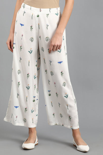 Ecru Floral Print Pants