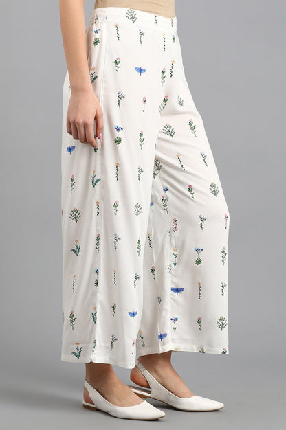 Ecru Floral Print Pants