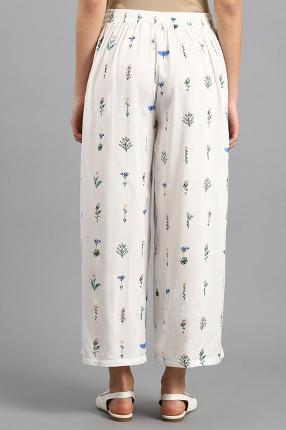 Ecru Floral Print Pants