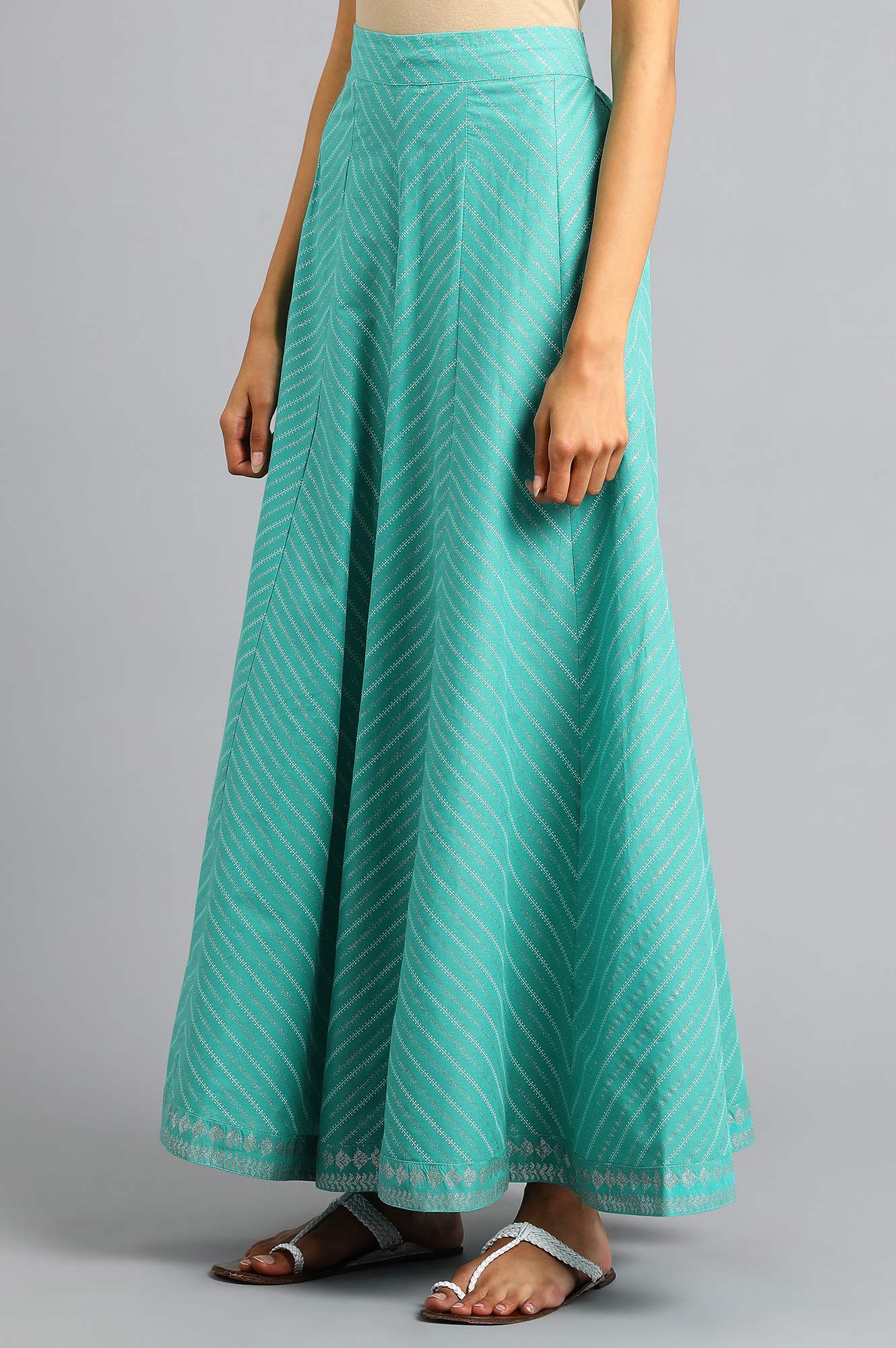 Teal Green Printed Culottes