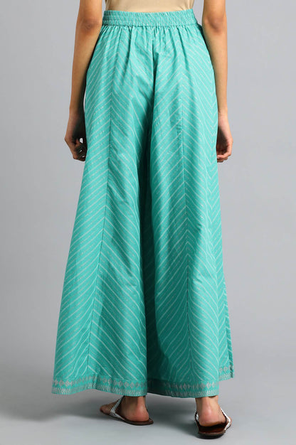 Teal Green Printed Culottes