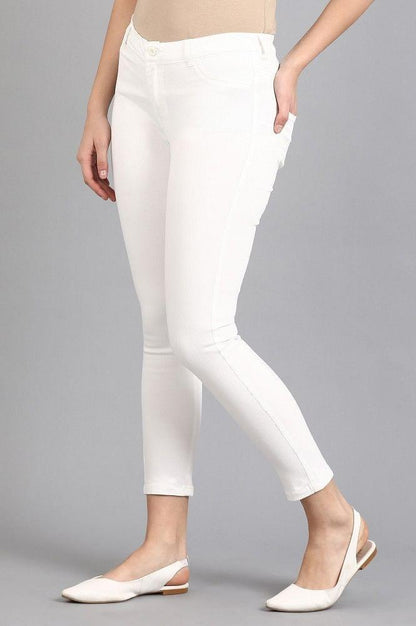 Ecru Solid Jeggings - wforwoman