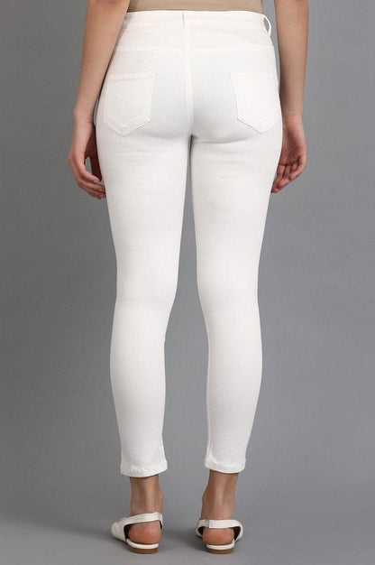 Ecru Solid Jeggings - wforwoman