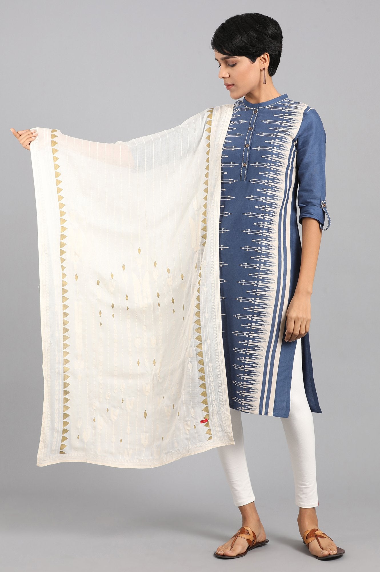 Ecru Printed Dupatta