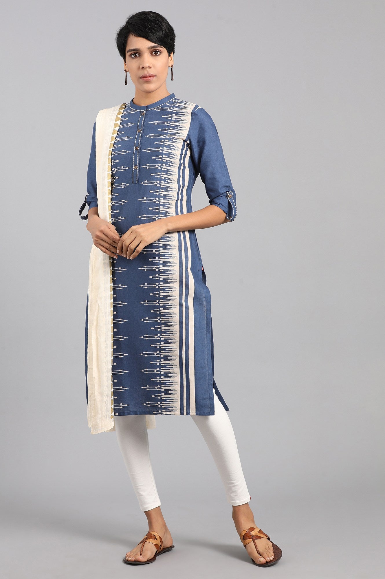 Ecru Printed Dupatta