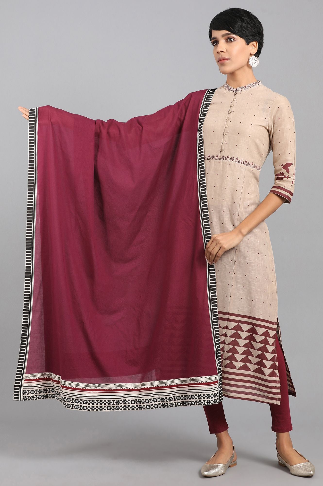 Maroon Solid Dupatta