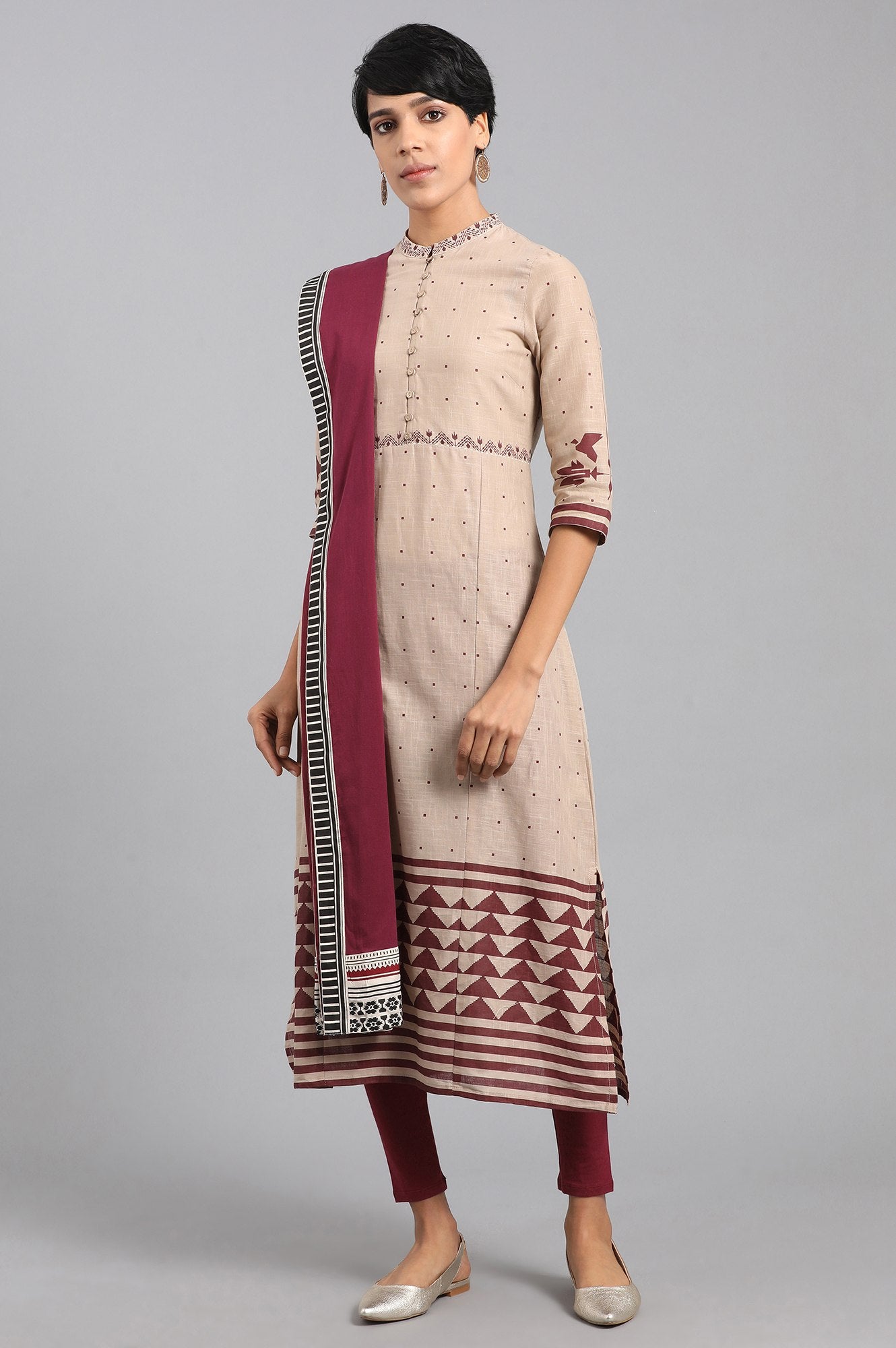 Maroon Solid Dupatta