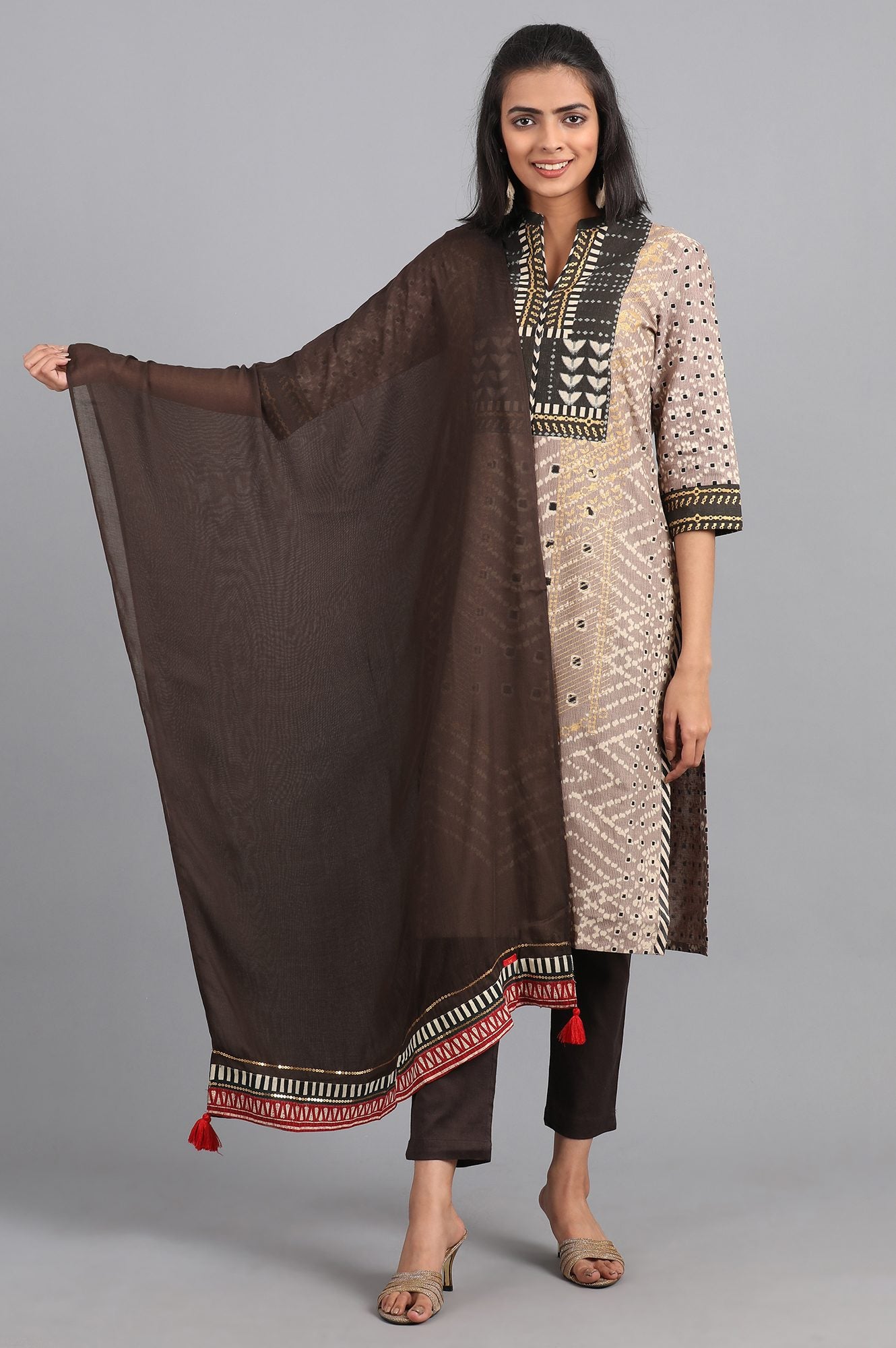 Brown Solid Dupatta