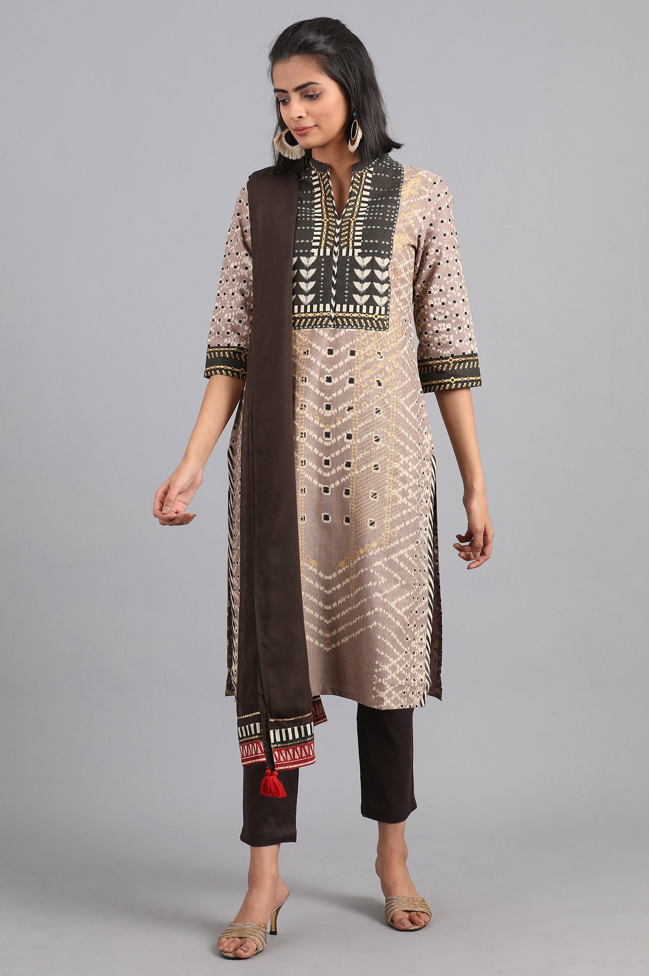 Brown Solid Dupatta