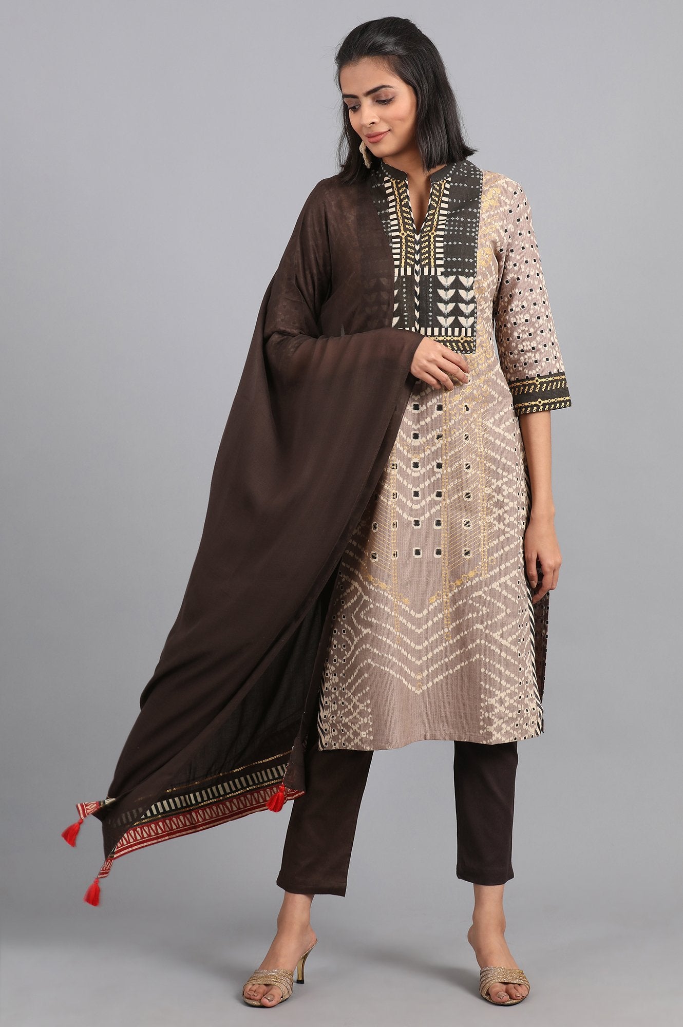 Brown Solid Dupatta