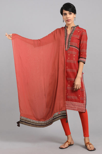 Red Solid Dupatta