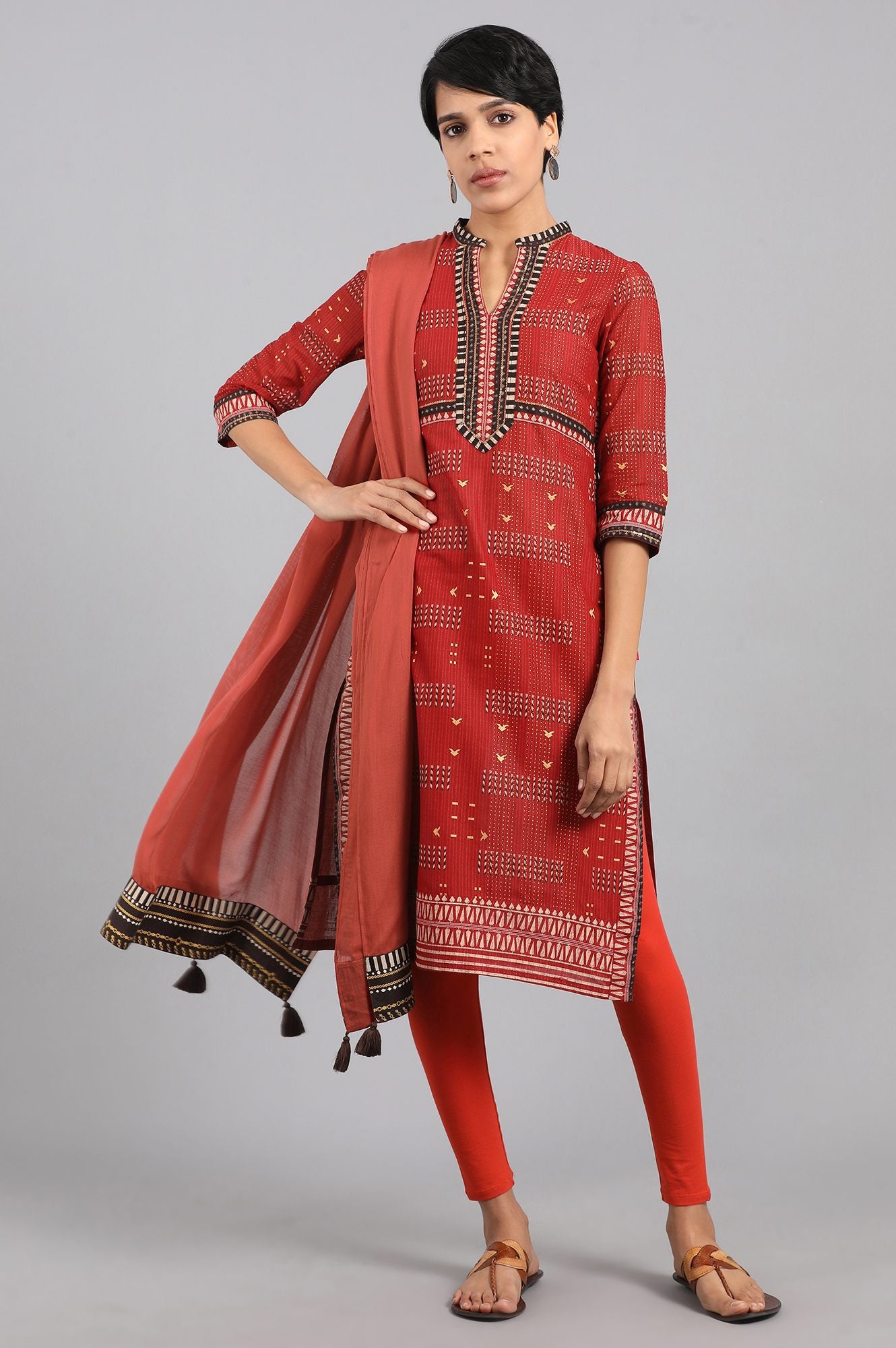 Red Solid Dupatta