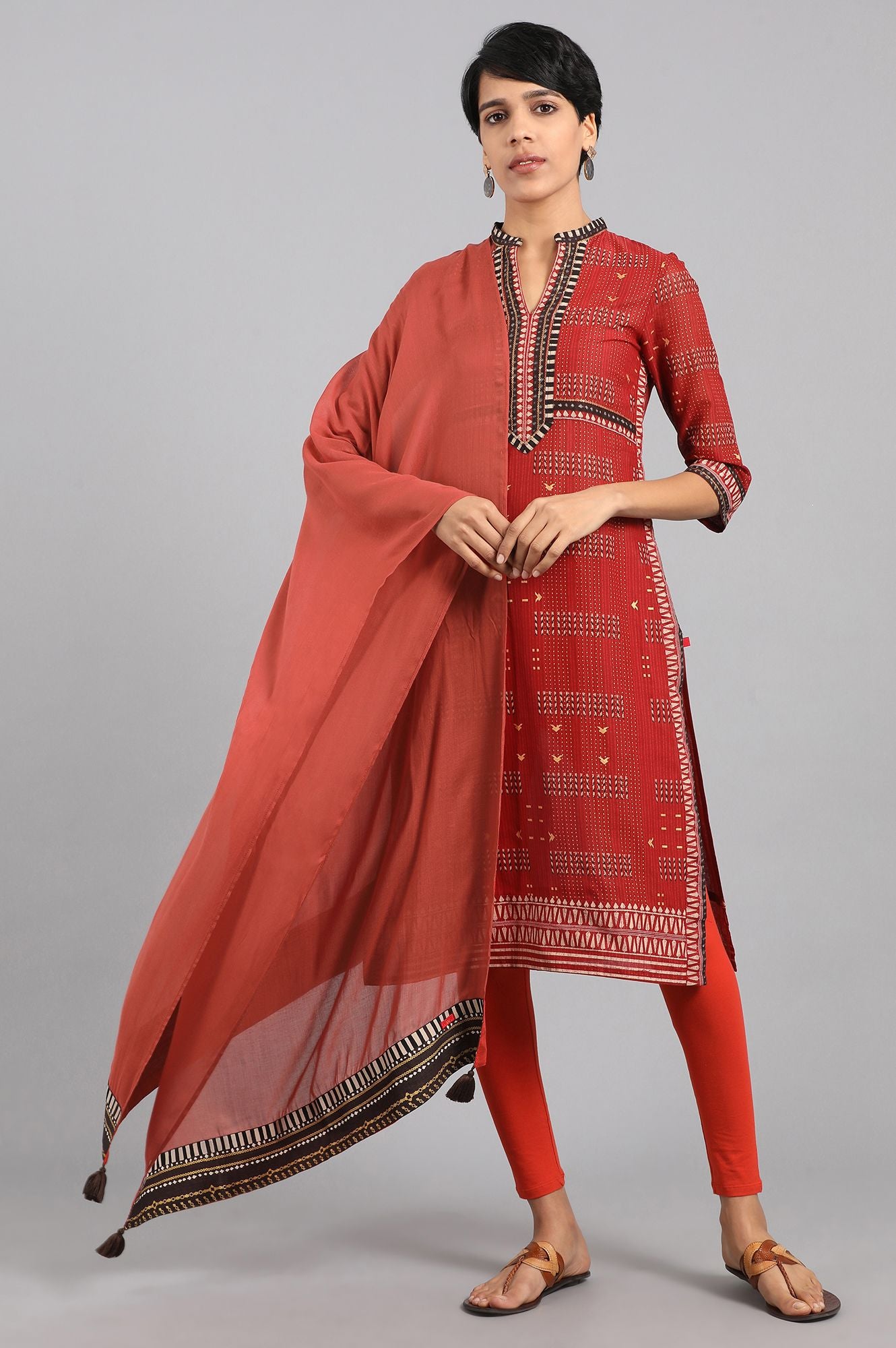 Red Solid Dupatta