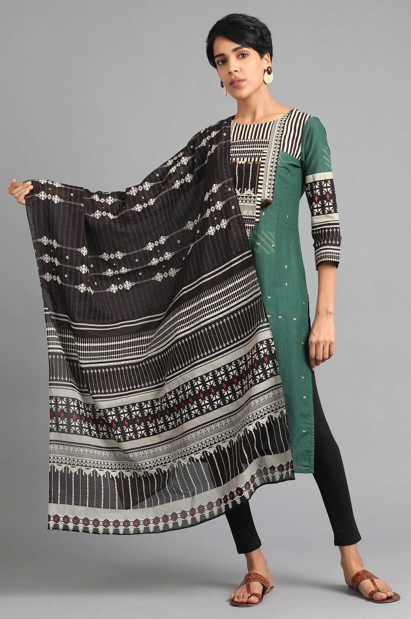 Brown Printed Dupatta