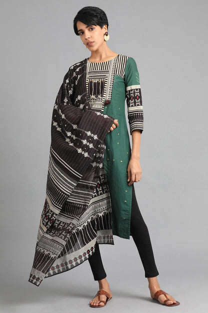 Brown Printed Dupatta