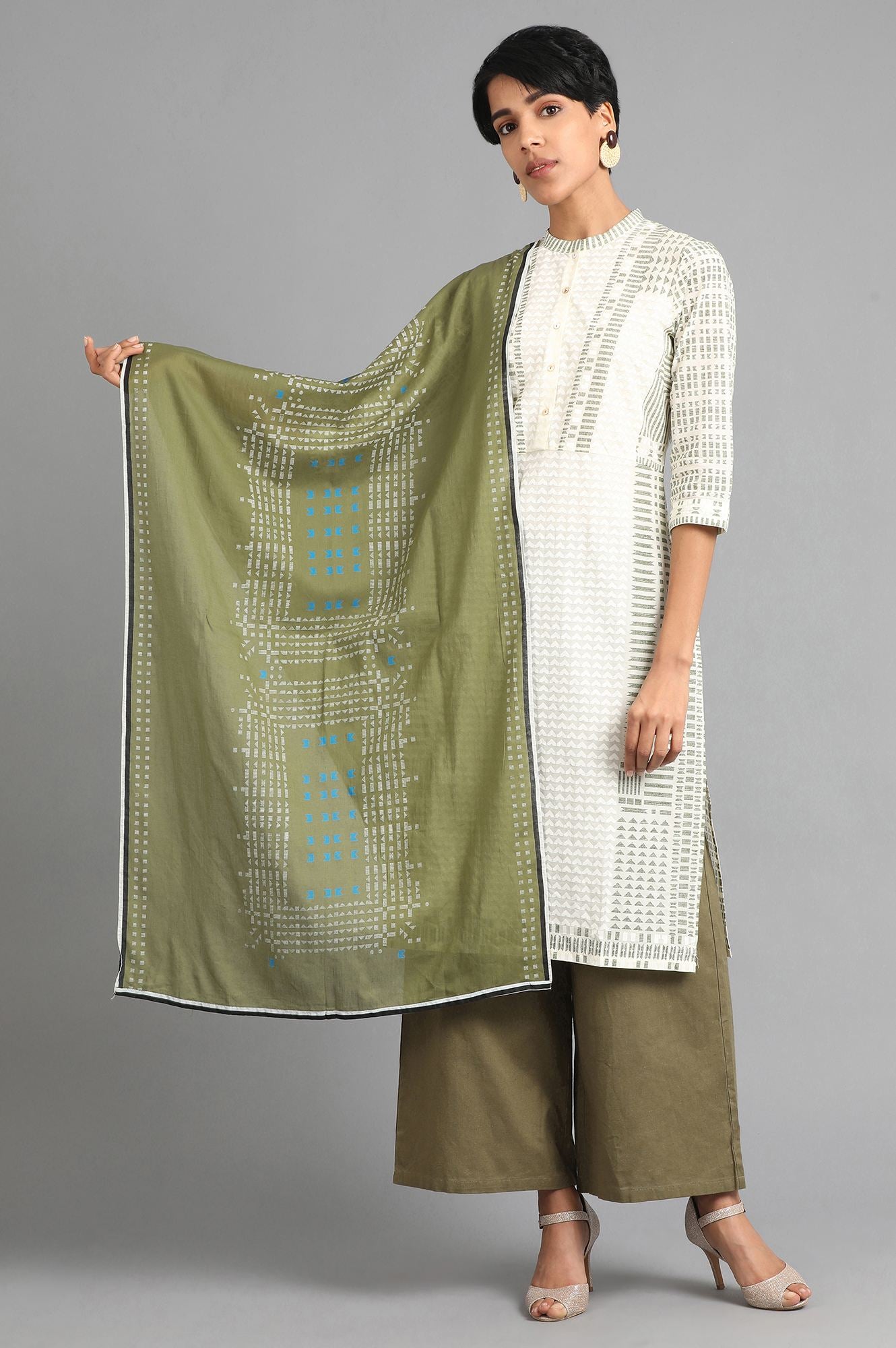 Green Printed Dupatta