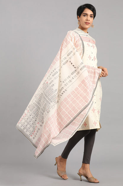 White Printed Dupatta