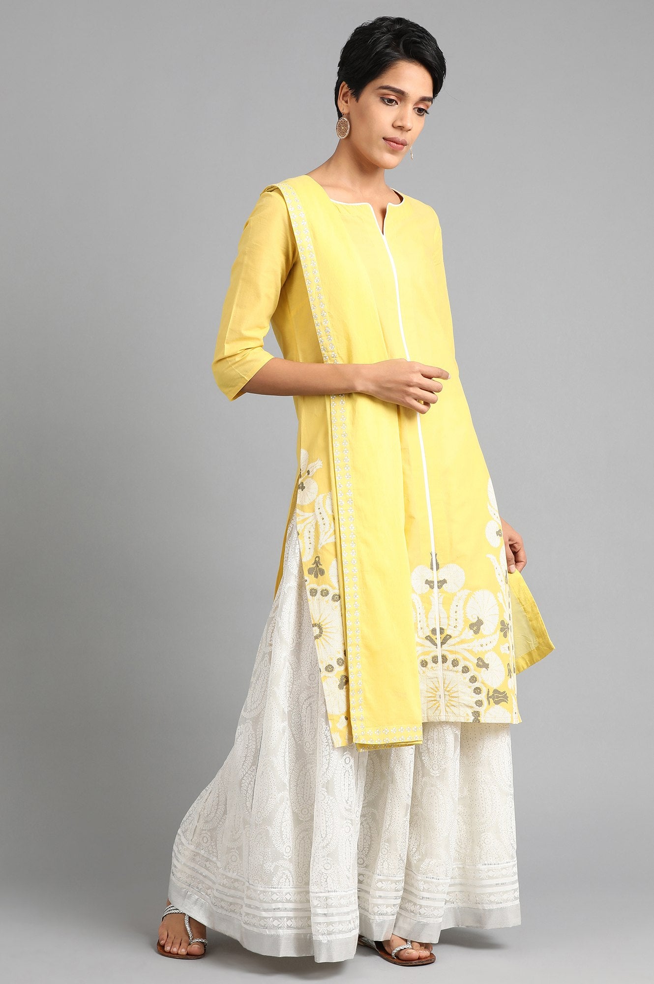 Yellow Voile Print Dupatta