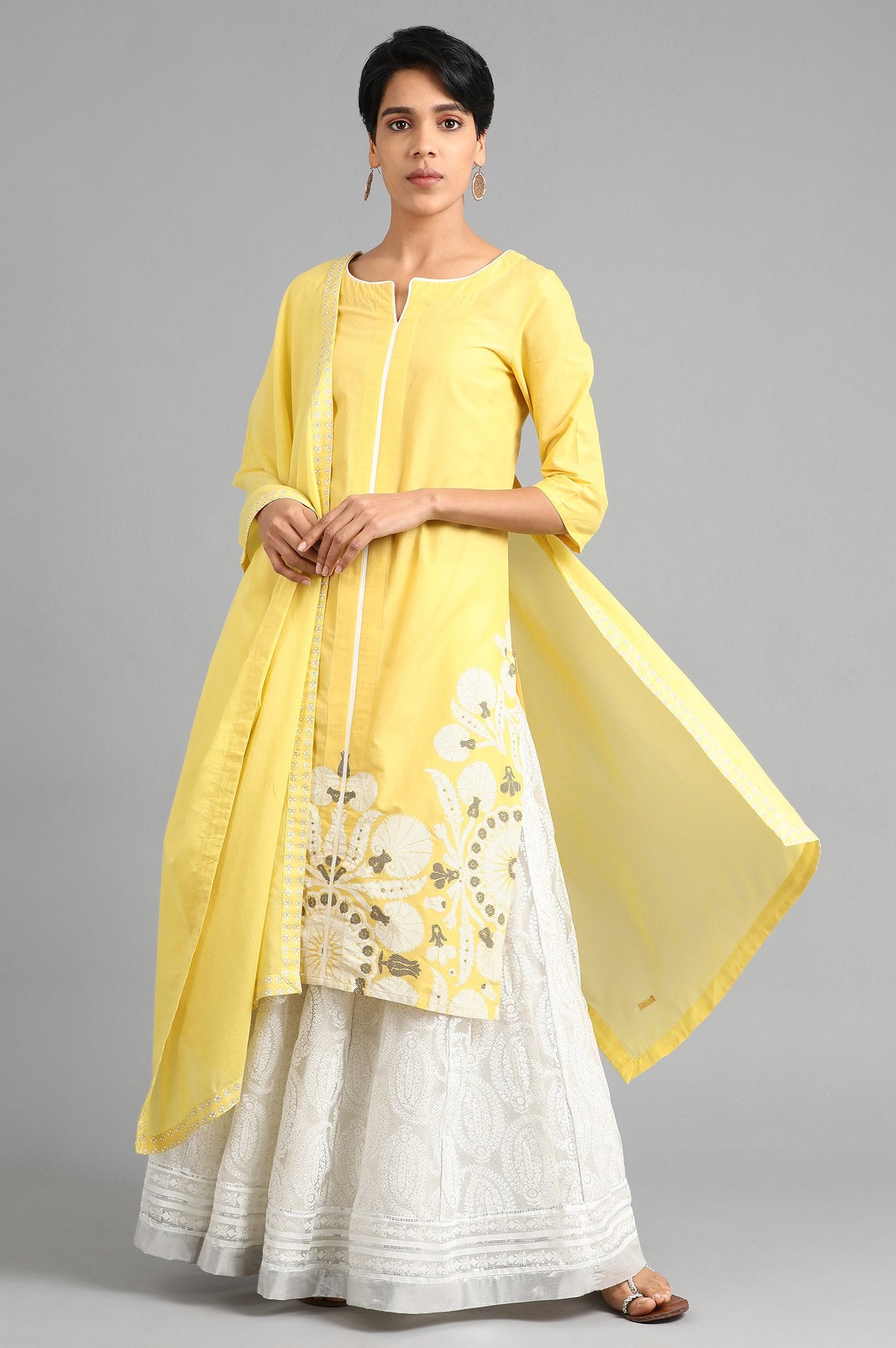 Yellow Voile Print Dupatta