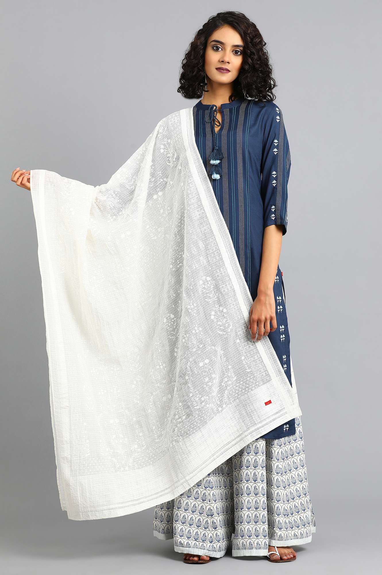 White Printed Dupatta